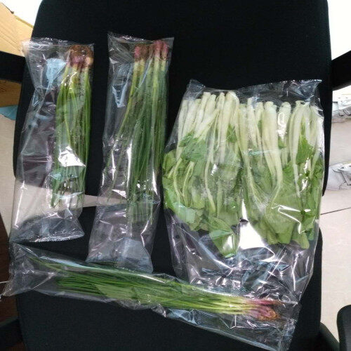máquina de embalaje de vegetales verdes frescos