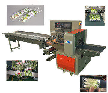 fresh green vegetable wrapping machine